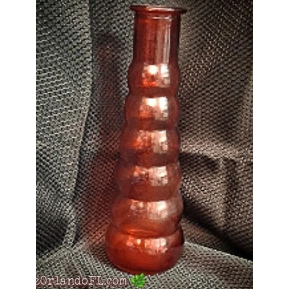 VINTAGE: Ruby Red Ripple Boho Beehive Glass Vase 8.5” Art Deco Home Decor *HTF*
